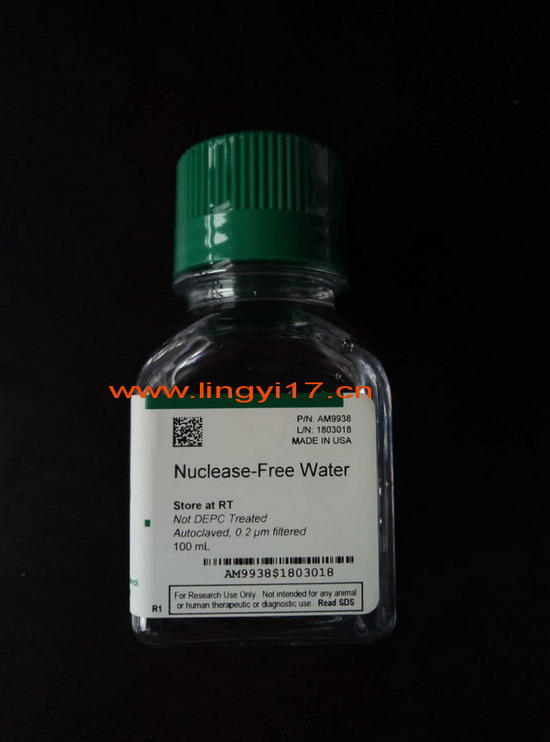 美國(guó)life Invitrogen Nuclease-Free Water (not DEPC-Treated) AM9938