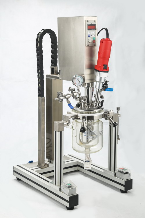 2升玻璃真空分散乳化機,真空反應釜LK-2L