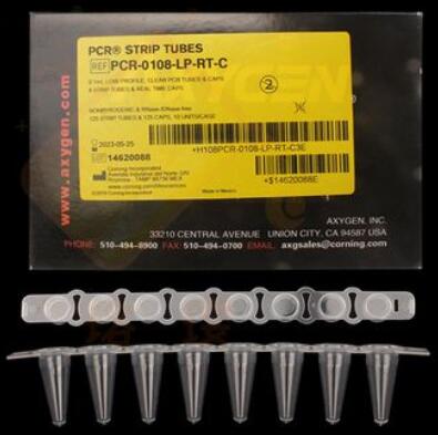 Axygen愛思進0.1透明八連管和八聯管蓋，PCR-0108-LP-RT-C